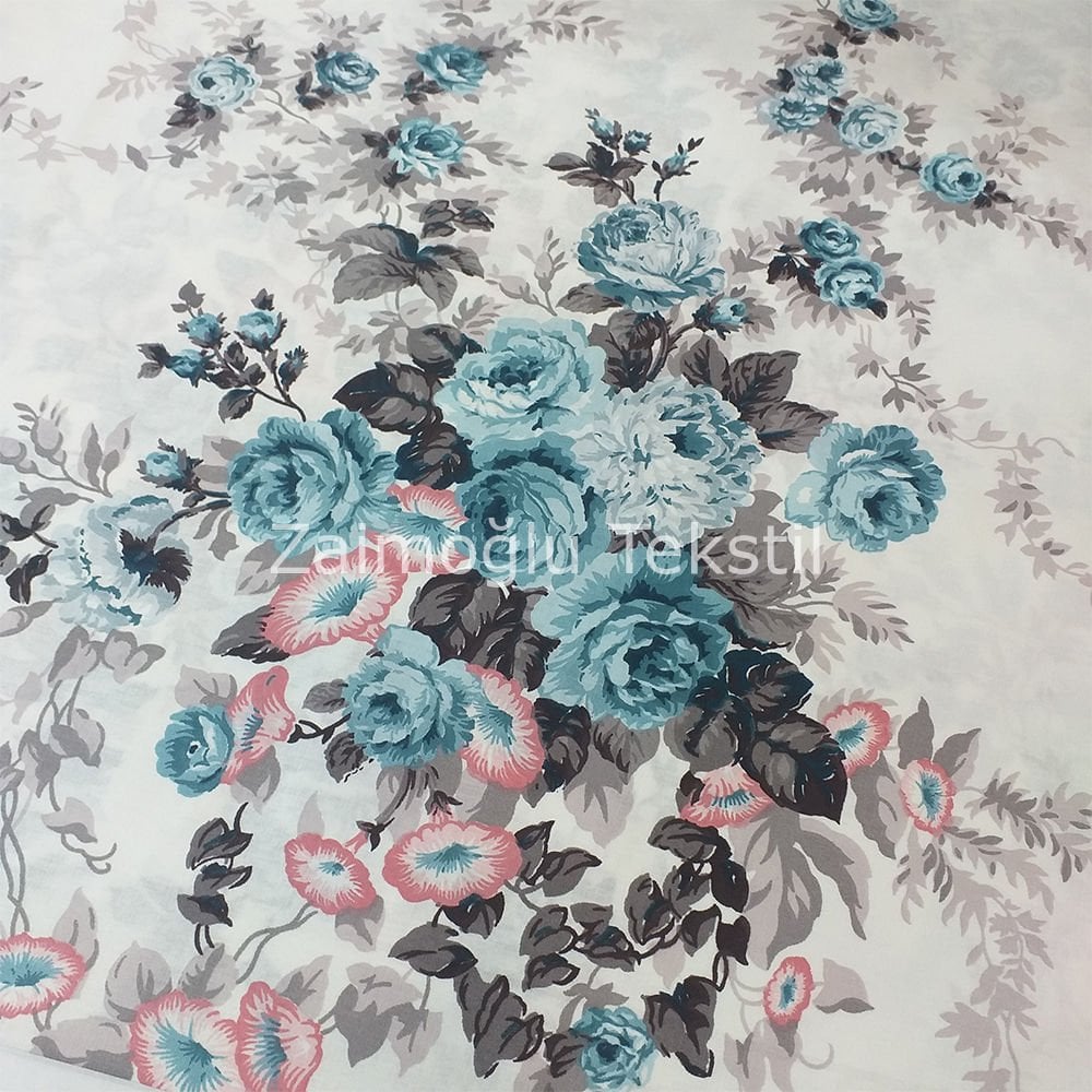 Gül Desen Poplin Kumaş