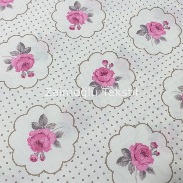 Gül Desen Poplin Kumaş