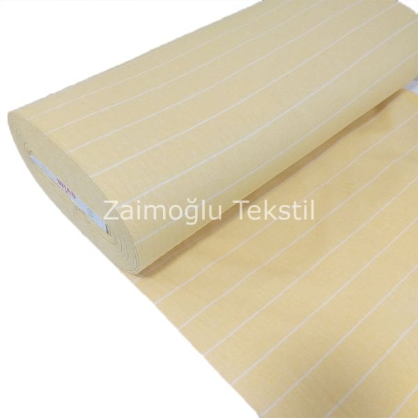 Naturel Çizgili Poplin Kumaş