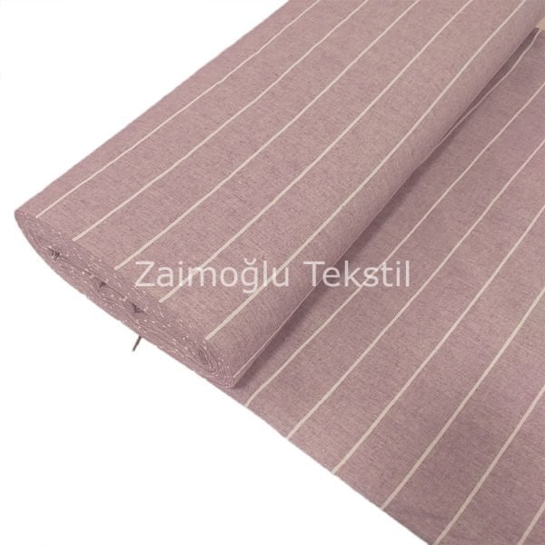 Naturel Çizgili Poplin Kumaş