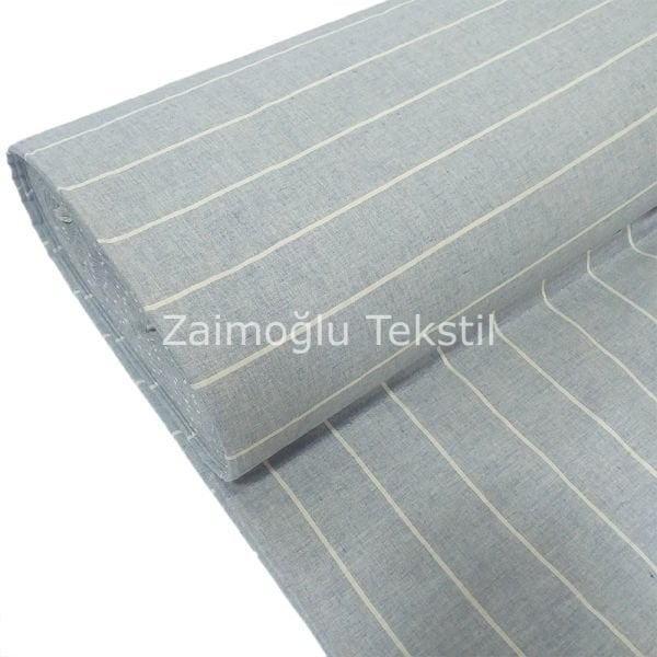Naturel Çizgili Poplin Kumaş