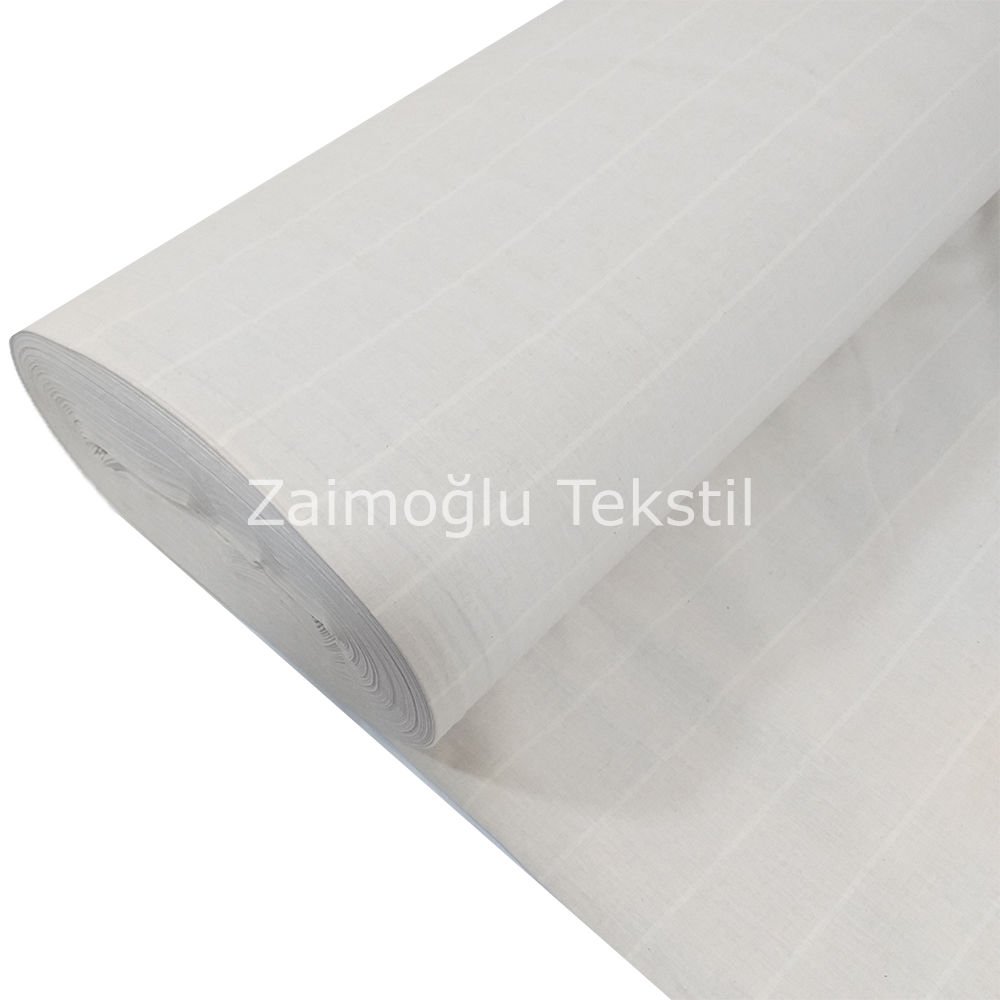 Naturel Çizgili Poplin Kumaş