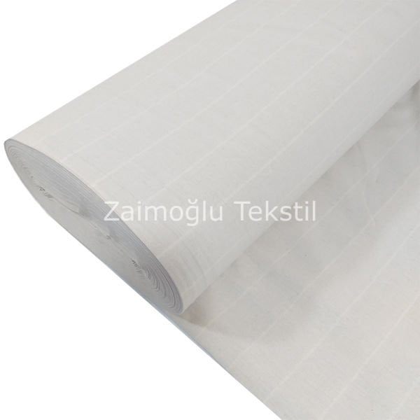 Naturel Çizgili Poplin Kumaş
