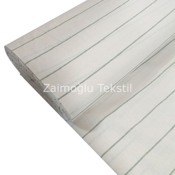 Naturel Çizgili Poplin Kumaş