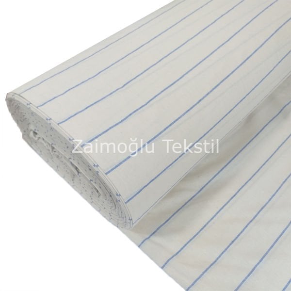 Naturel Çizgili Poplin Kumaş