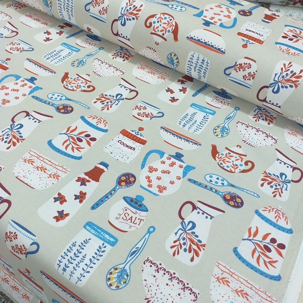 Mutfak Desenli Duck (Panama Keteni) kumaşı