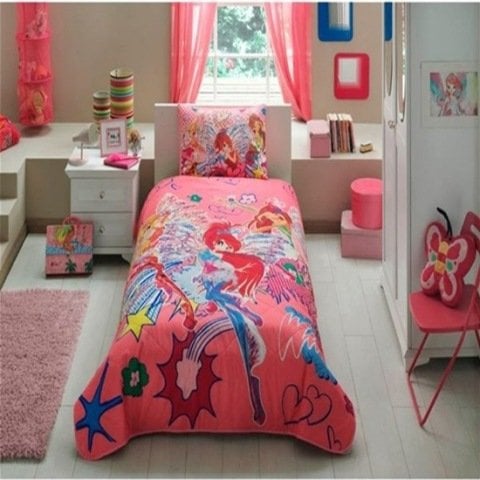 Taç Lisanslı Tek Kişilik Yatak Örtüsü Seti Winx Girl Emp