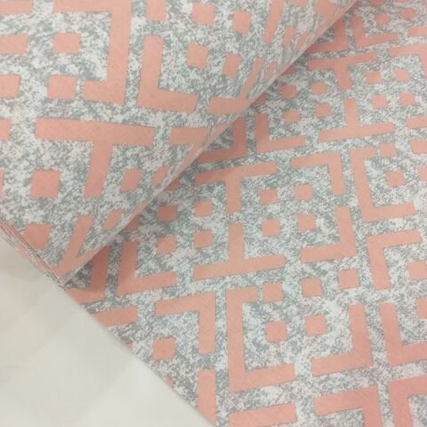 Geometrik Desenli Poplin Kumaş