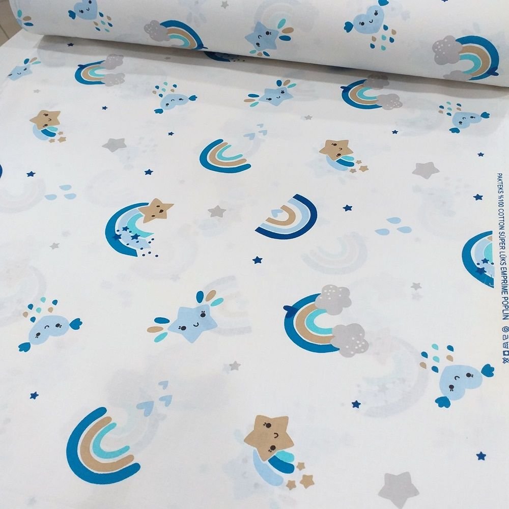 Gökkuşağı Desen Poplin Kumaş