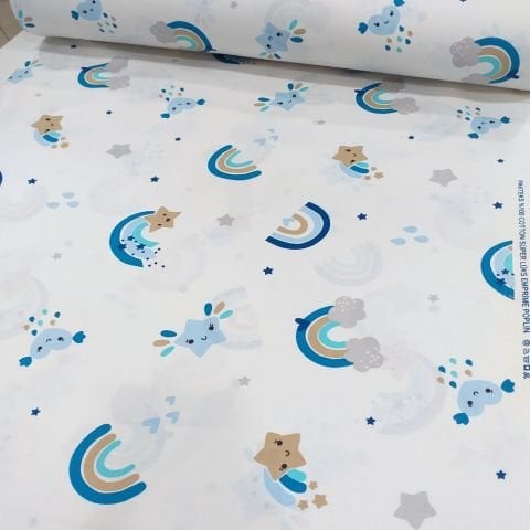 Gökkuşağı Desen Poplin Kumaş